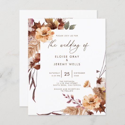 Weddensuitnodiging | november (Voorkant / Achterkant)