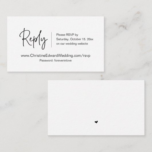 Weddensuitnodiging online RSVP, Casual Gedekte Kaa Informatiekaartje (Voorkant / Achterkant)