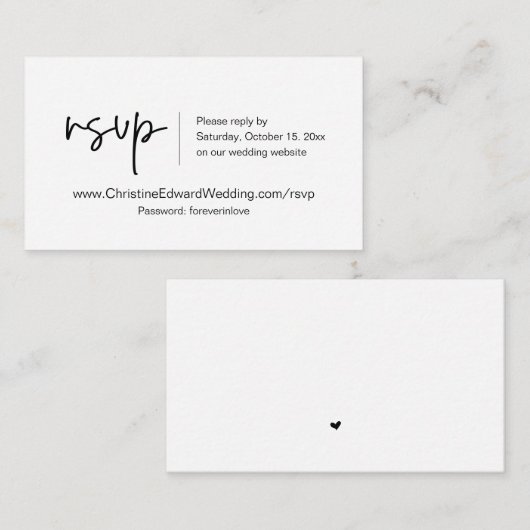 Weddensuitnodiging online RSVP, Casual Gedekte Kaa Informatiekaartje (Voorkant / Achterkant)