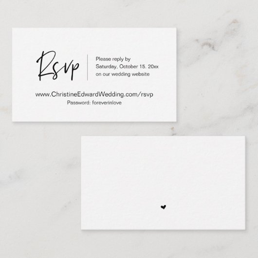 Weddensuitnodiging online RSVP, Casual Gedekte Kaa Informatiekaartje (Voorkant / Achterkant)