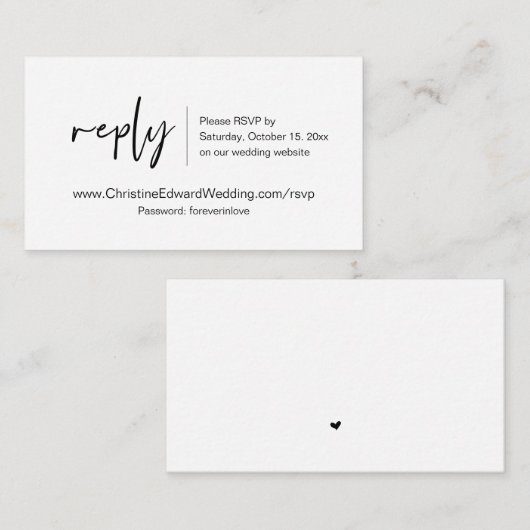 Weddensuitnodiging online RSVP, Casual Gedekte Kaa Informatiekaartje (Voorkant / Achterkant)