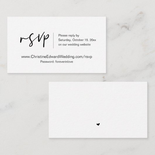 Weddensuitnodiging online RSVP, Casual Gedekte Kaa Informatiekaartje (Voorkant / Achterkant)