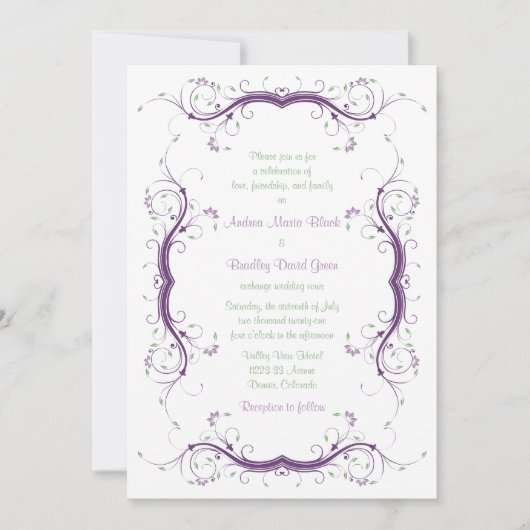 Weddensuitnodiging | Paarse groene boomgaard Kaart (Voorkant)