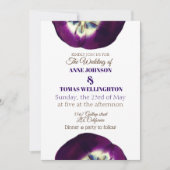 Weddensuitnodiging, Paarse Tulips foto Kaart (Voorkant)