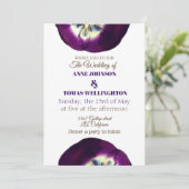 Weddensuitnodiging, Paarse Tulips foto Kaart (Staand voorkant)