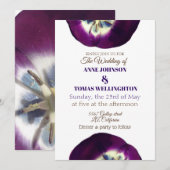 Weddensuitnodiging, Paarse Tulips foto Kaart (Voorkant / Achterkant)