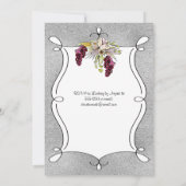 Weddensuitnodiging | Plum, FAUX Silver Foil Floral Kaart (Achterkant)