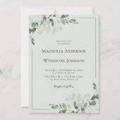 Weddensuitnodiging | QR-code Eucalyptus Foto Kaart (Voorkant)