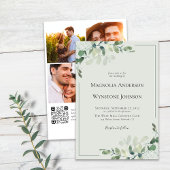 Weddensuitnodiging | QR-code Eucalyptus Foto Kaart
