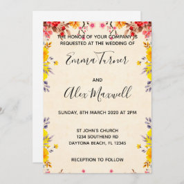 Weddensuitnodiging | Romantisch Floral Script Kaart