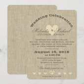 Weddensuitnodiging | Rustic Linen Monogram Kaart (Voorkant / Achterkant)