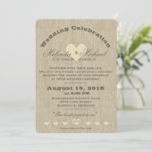 Weddensuitnodiging | Rustic Linen Monogram Kaart (Staand voorkant)