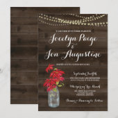 Weddensuitnodiging | Rustige kerst Poinsettia Kaart (Voorkant / Achterkant)