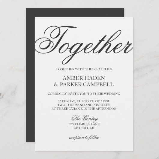 Weddensuitnodiging | Samen Kaart (Voorkant / Achterkant)