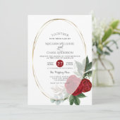 Weddensuitnodiging | Scarlet Peony Floral Oval Kaart (Staand voorkant)