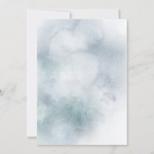 Weddensuitnodiging | Silver Blue Winter Wonderland Aankondiging (Achterkant)