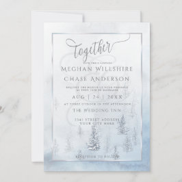 Weddensuitnodiging | Silver Blue Winter Wonderland Aankondiging