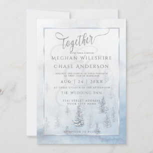 Weddensuitnodiging   Silver Blue Winter Wonderland Aankondiging