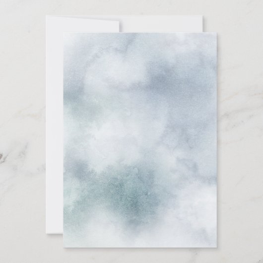 Weddensuitnodiging | Silver Blue Winter Wonderland Kaart (Achterkant)