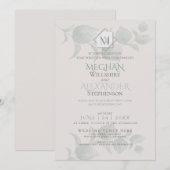 Weddensuitnodiging | Silver Sage Eucalyptus Kaart (Voorkant / Achterkant)