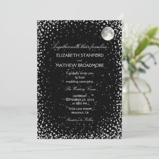 Weddensuitnodiging | STERRENNACHT Kaart (Staand voorkant)