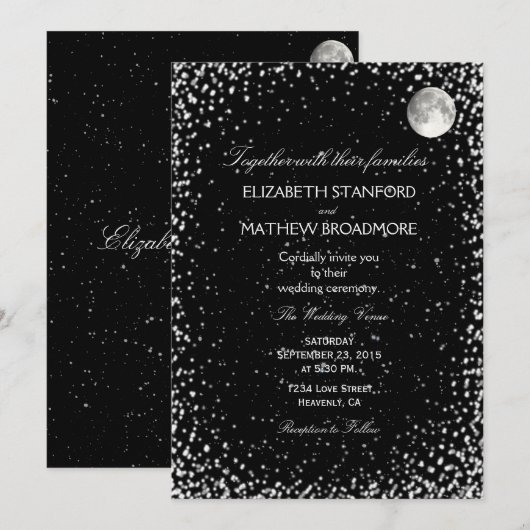 Weddensuitnodiging | STERRENNACHT Kaart (Voorkant / Achterkant)