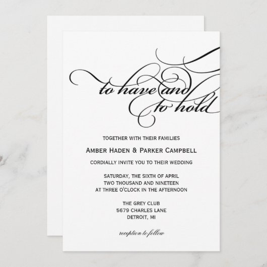 Weddensuitnodiging | Te houden Kaart (Voorkant / Achterkant)