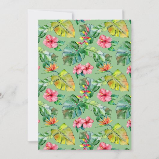 Weddensuitnodiging | Tropische Waterverf Floral Kaart (Achterkant)