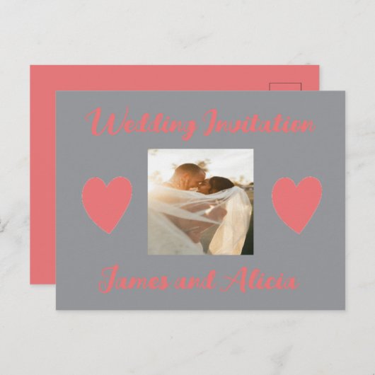 Weddensuitnodiging Uitnodiging Briefkaart (Voorkant / Achterkant)