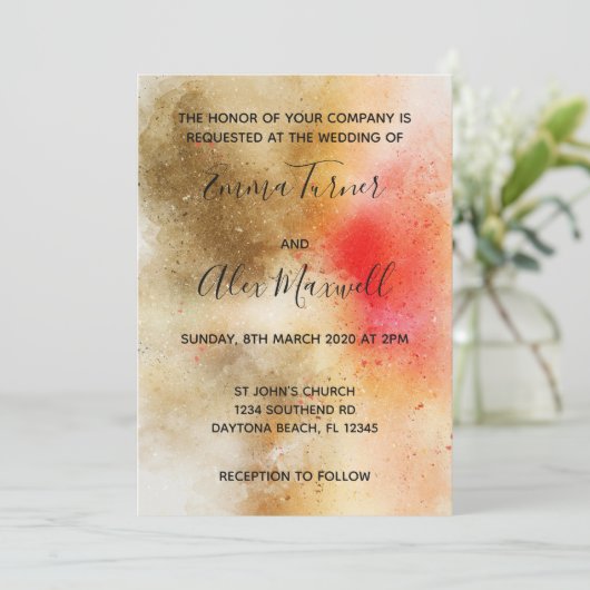 Weddensuitnodiging | Vet Waterverf script Kaart (Staand voorkant)