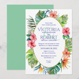 Weddensuitnodiging | Waterverf tropische flora Kaart