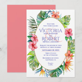 Weddensuitnodiging | Waterverf tropische flora Kaart