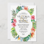 Weddensuitnodiging | Waterverf tropische flora Kaart (Voorkant)