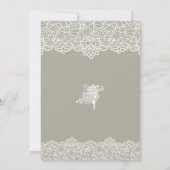 Weddensuitnodiging | White Lace on Olive Green Kaart (Achterkant)
