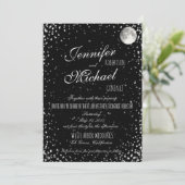 Weddensuitnodiging | Zwarte Sterrennacht Moon Kaart (Staand voorkant)