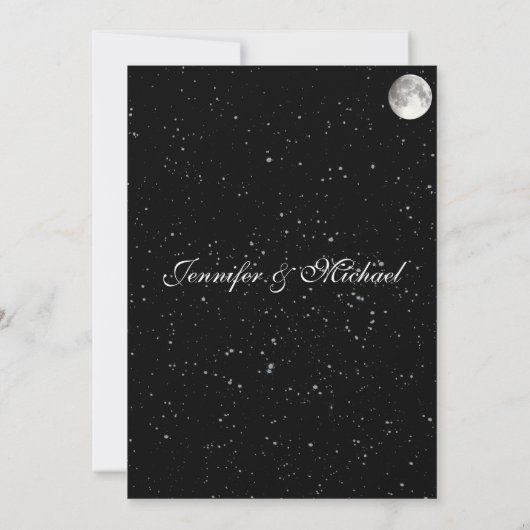 Weddensuitnodiging | Zwarte Sterrennacht Moon Kaart (Achterkant)