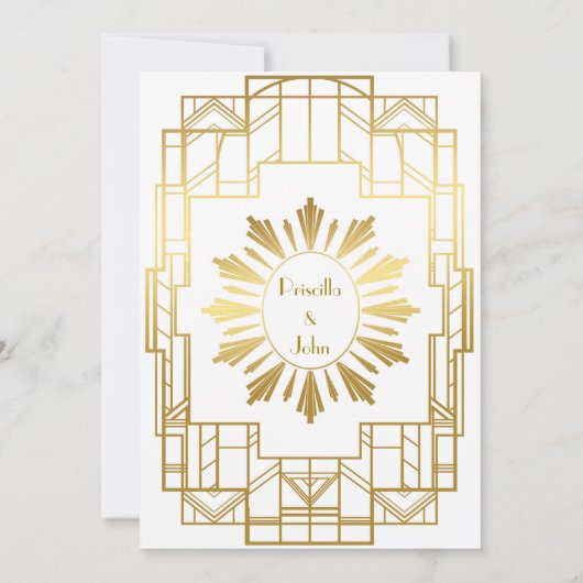 Weddensuitnodigingskaart, Great Gatsby, gouden gri Kaart (Achterkant)