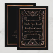 Weddensuitnodigingskaart, Great Gatsby, zwart roze Kaart (Voorkant / Achterkant)