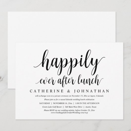 Weddensuitsluiting, gelukkig ooit na de lunch kaart (Voorkant / Achterkant)
