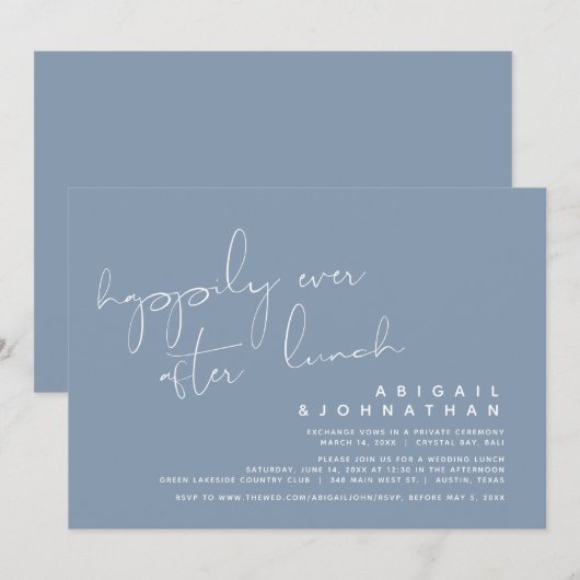 Weddensuitsluiting, gelukkig ooit na de lunch kaart (Voorkant / Achterkant)