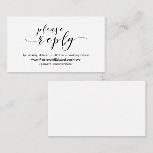 Weddenuitnodiging, online RSVP-website Informatiekaartje (Voorkant / Achterkant)