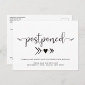 Weddenuitstel en nieuwe datum hartslag zwart wit aankondigingskaart (Voorkant / Achterkant)