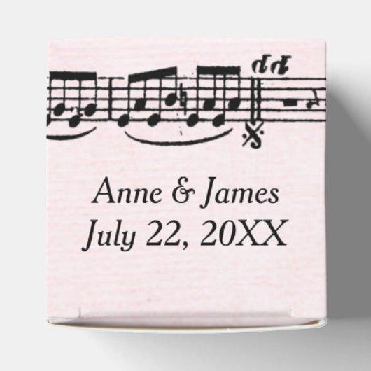 Weddenvel muziek op Blush Pink Bedankdoosjes (Bovenkant)
