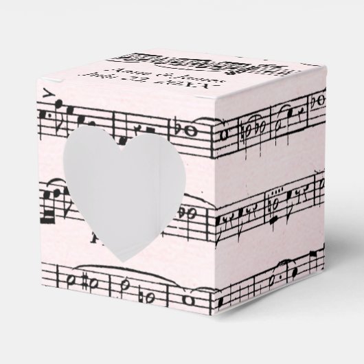 Weddenvel muziek op Blush Pink Bedankdoosjes (Voorkant Zijde)