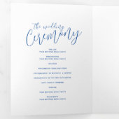 Weddenverhogende ceremonie sapphire blue abstract drieluik programma (Binnenzijde eerst)