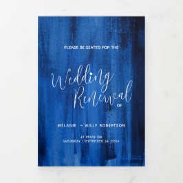 Weddenverhogende ceremonie sapphire blue abstract drieluik programma