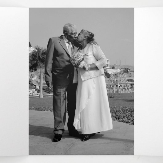 Weddenverhogende ceremonie sapphire blue abstract drieluik programma (Binnenkant midden)