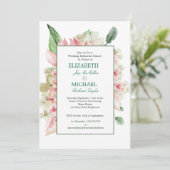 Weddenverhogende repeater Dinner Elegant Floral Ch Kaart (Staand voorkant)