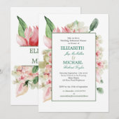 Weddenverhogende repeater Dinner Elegant Floral Ch Kaart (Voorkant / Achterkant)