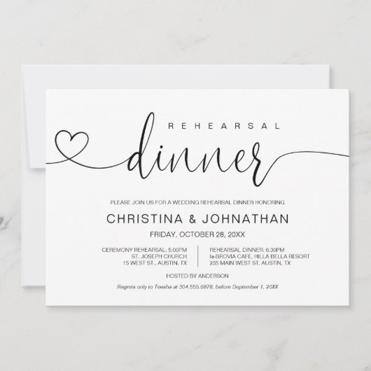 Weddenverhogende repetitie en diner, moderne kalli kaart (Voorkant)